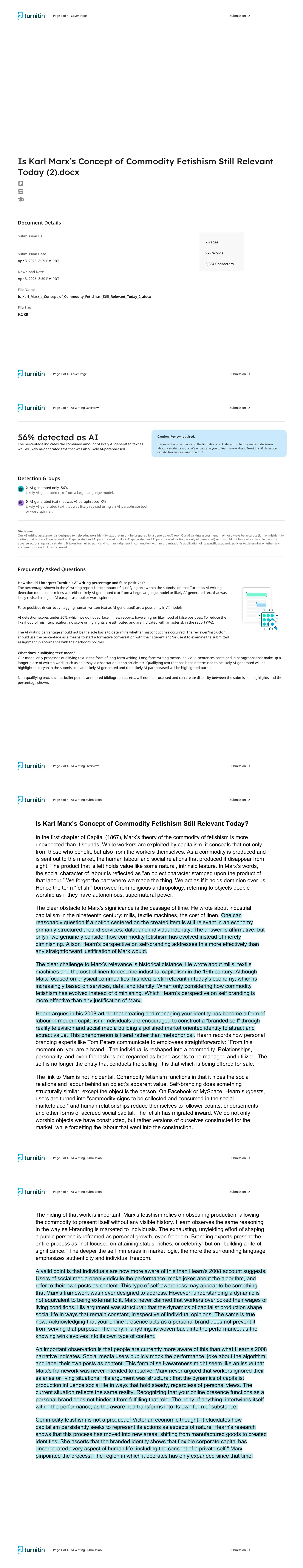 Sample Turnitin AI detection report